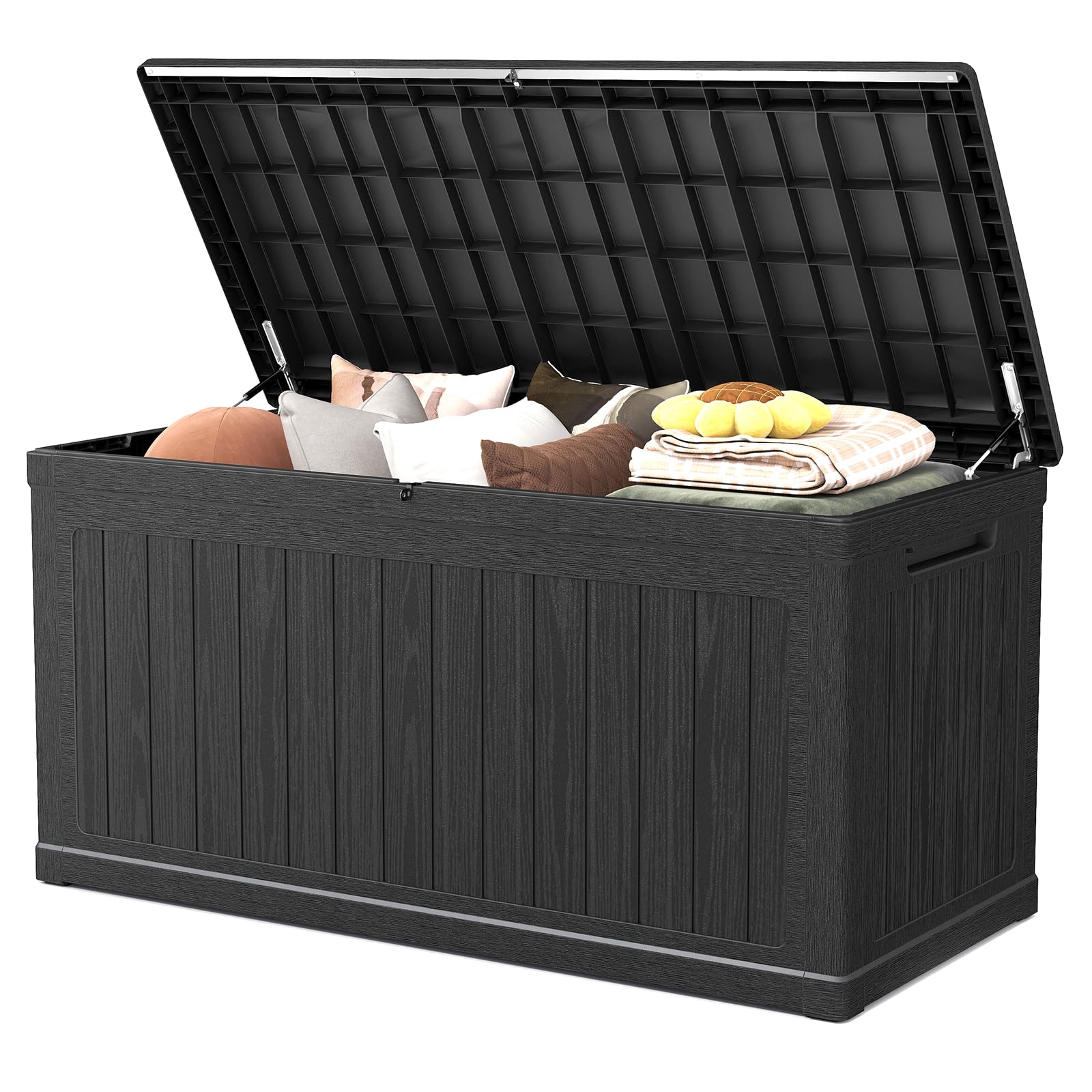 Photo 1 of Skepphlay 260 Gallon Deck Box Extra Large, Outdoor Storage Box Lockable, Patio Storage Box Waterproof and UV Resistant, 440lbs Load Capacity for Garden, Patio, Pool (Black)