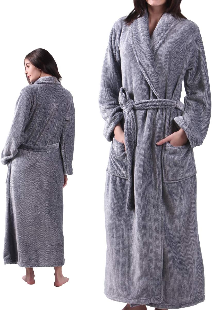 ALL AOER Bathrobe for Womens, Fleece Flannel Ladies Robes, Warm Cozy Lightweight