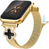 Joyozy Slim Metal Band Compatible with Apple Watch Band 38mm 40mm 41mm 42mm 44mm 45mm 46mm 49mm Skinny Magnetic Strap with Bling Charms, Cute Stainless Steel Band, Dressy Thin iWatch Bracelet for Women