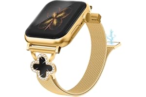 Joyozy Slim Metal Band Compatible with Apple Watch Band 38mm 40mm 41mm 42mm 44mm 45mm 46mm 49mm Skinny Magnetic Strap with Bling Charms, Cute Stainless Steel Band, Dressy Thin iWatch Bracelet for Women