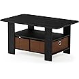 Furinno Andrey Coffee Table with Bin Drawer, Americano/Medium Brown, Small Non-Lift Top