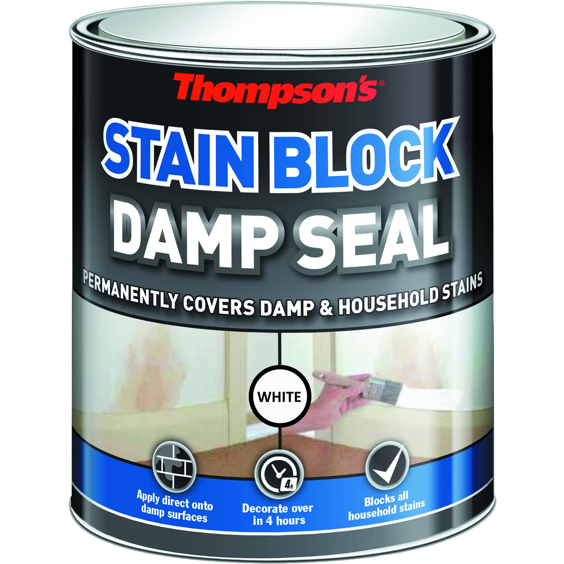 Ronseal Thompsons Damp Seal 750Ml – Permanent Damp Protection For Walls And Ceilings, Easy To Apply, Quick Drying, White Finish, Optimal For Interior Use Before Painting