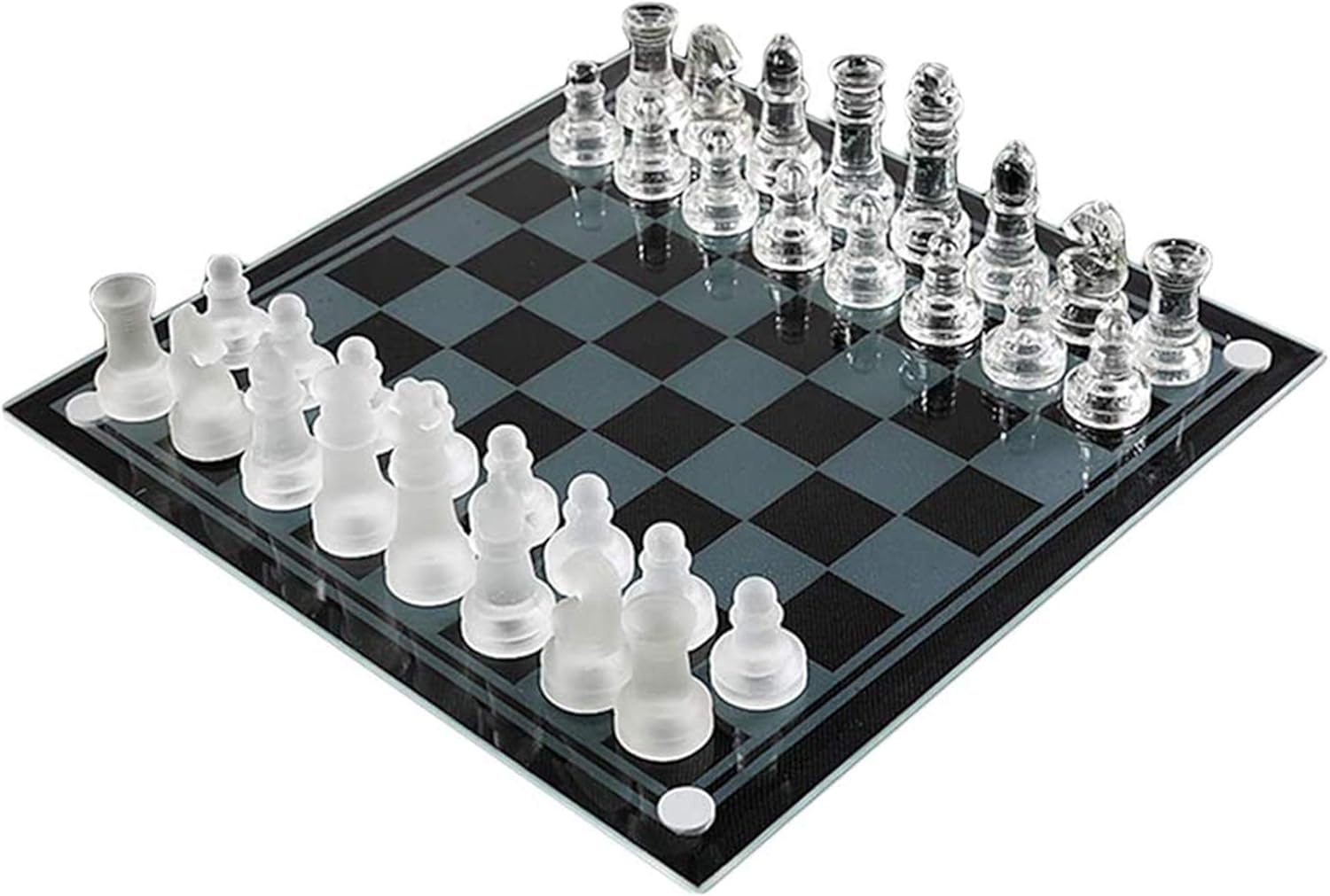 International Chess Set Crystal Glass Chess Board and Classic Handmade