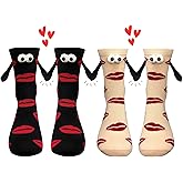 chmacura 2 Pairs Valentines Holding Hands Socks Wedding Magnetic Couple Socks Magnetic Hand in Hand Socks for Family Gifts