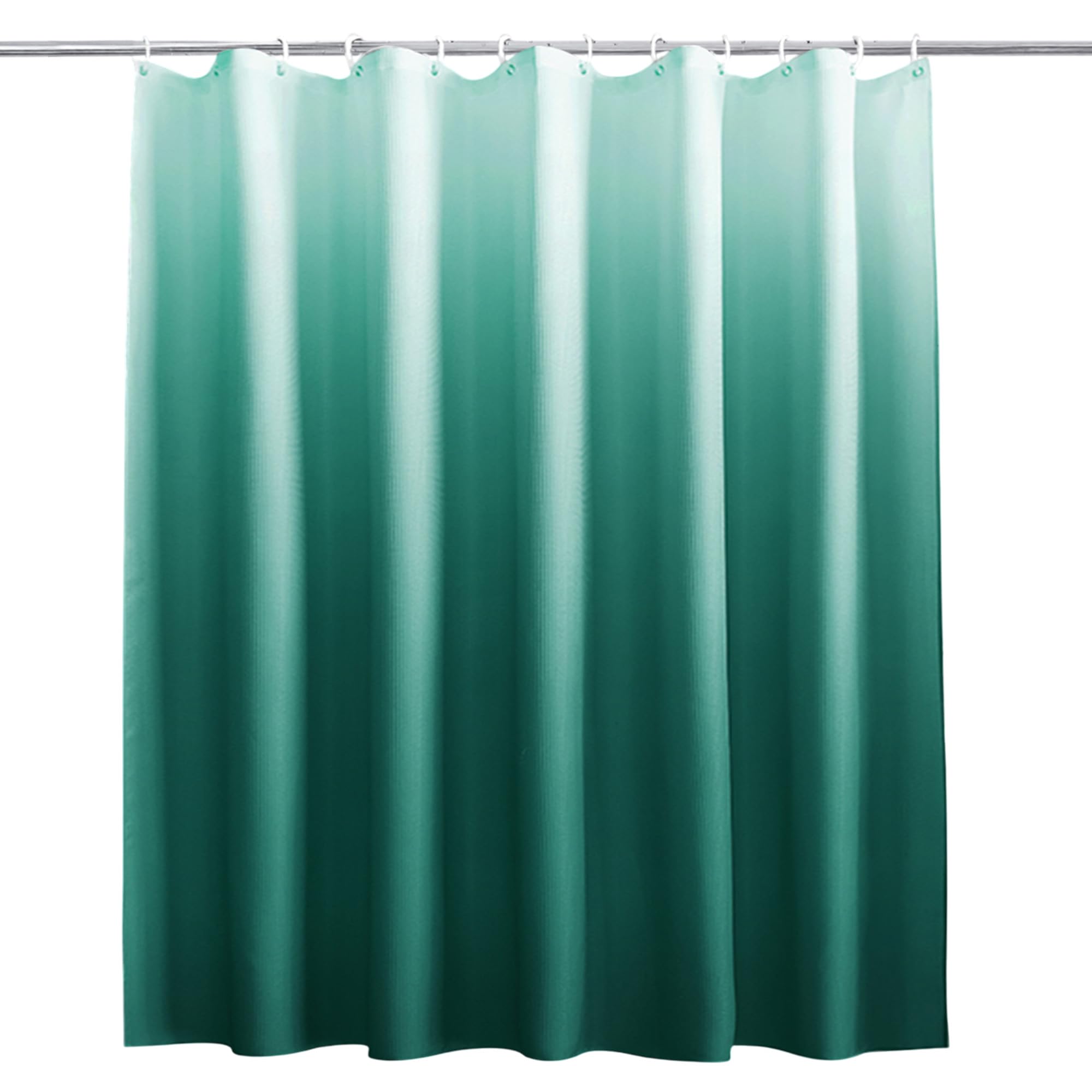 Gradient Shower Curtain - Light Green & White Polyester Fabric Bathroom Curtain, Mould Resistant, With 12 Hooks, Washable 180x200cm Long Shower Liner, Blackout Design for Stylish Bathroom
