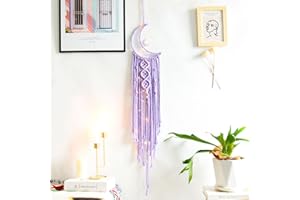 Styleonme Moon Macrame Wall Pediments, Moon Dream Catcher, Boho Room Decor, Teen Girls Room Decor, Gifts for Girls, Gifts for Mom, Gifts for Women, Moon Textiles Handmade (Purple)