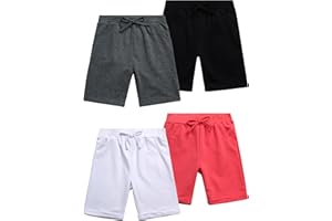 Real Love Girls Shorts - 4 Pack Soft Everyday Casual French Terry Bermuda Shorts for Girls with Elastic Waistband (7-16)