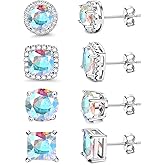 MILACOLATO Cubic Zirconia Stud Earrings for Women Men | 18K Gold Plated Hypoallergenic Sterling Silver Post Earrings | Big Brilliant Simulated Diamond CZ Halo Stud Earrings for Sensitive Ears