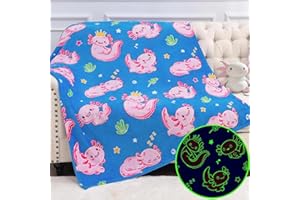 HOHOTO Axolotl Toys Gifts for Girls - Pink Axolotl Blanket Glow in The Dark for Kids Ages 1 2 3 4 5 6 7 8 9 10 11 12 - Axolotl Toy Costume Decorations for Toddler Baby Teens Birthday Christmas Child Gifts