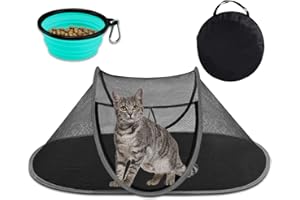 DOYOO Cat Tent Outdoor, Pop-Up Pet Enclosure Tent Suitable for Cats and Small Animals,Foldable Indoor Playpen Portable Exercise Tent with Carry Bag and Collapsible Pet Bowl