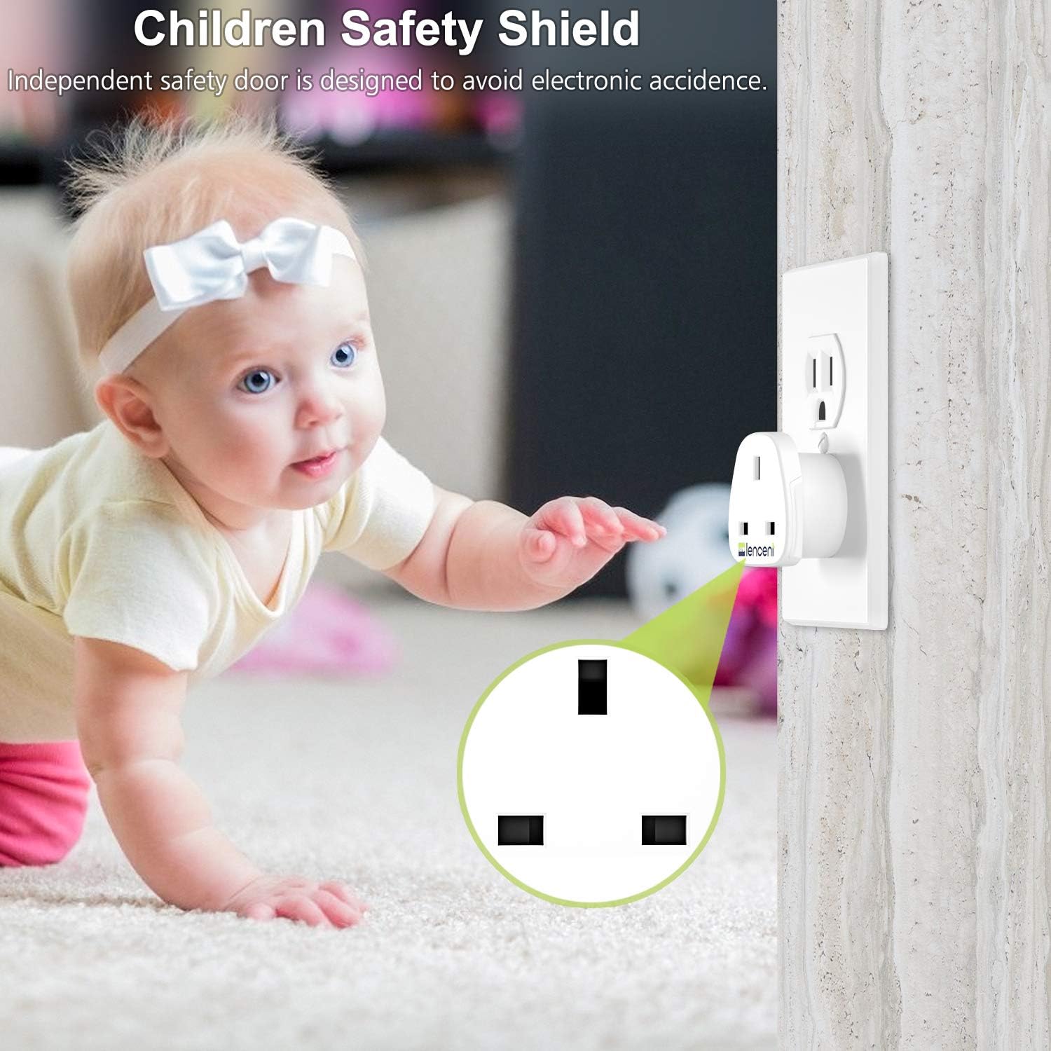 UK to US America Plug Adapter, LENCENT 2 Pack Grounded USA Visitors Travel Converter, Converts All Type G Plugs from United Kingdom UK Singapore Malaysia UAE Ireland Malta Hongkong and etc. (Type B): Home Audio & Theater