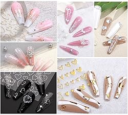 9 Sheets Heart Nail Art Stickers - Metallic Nail