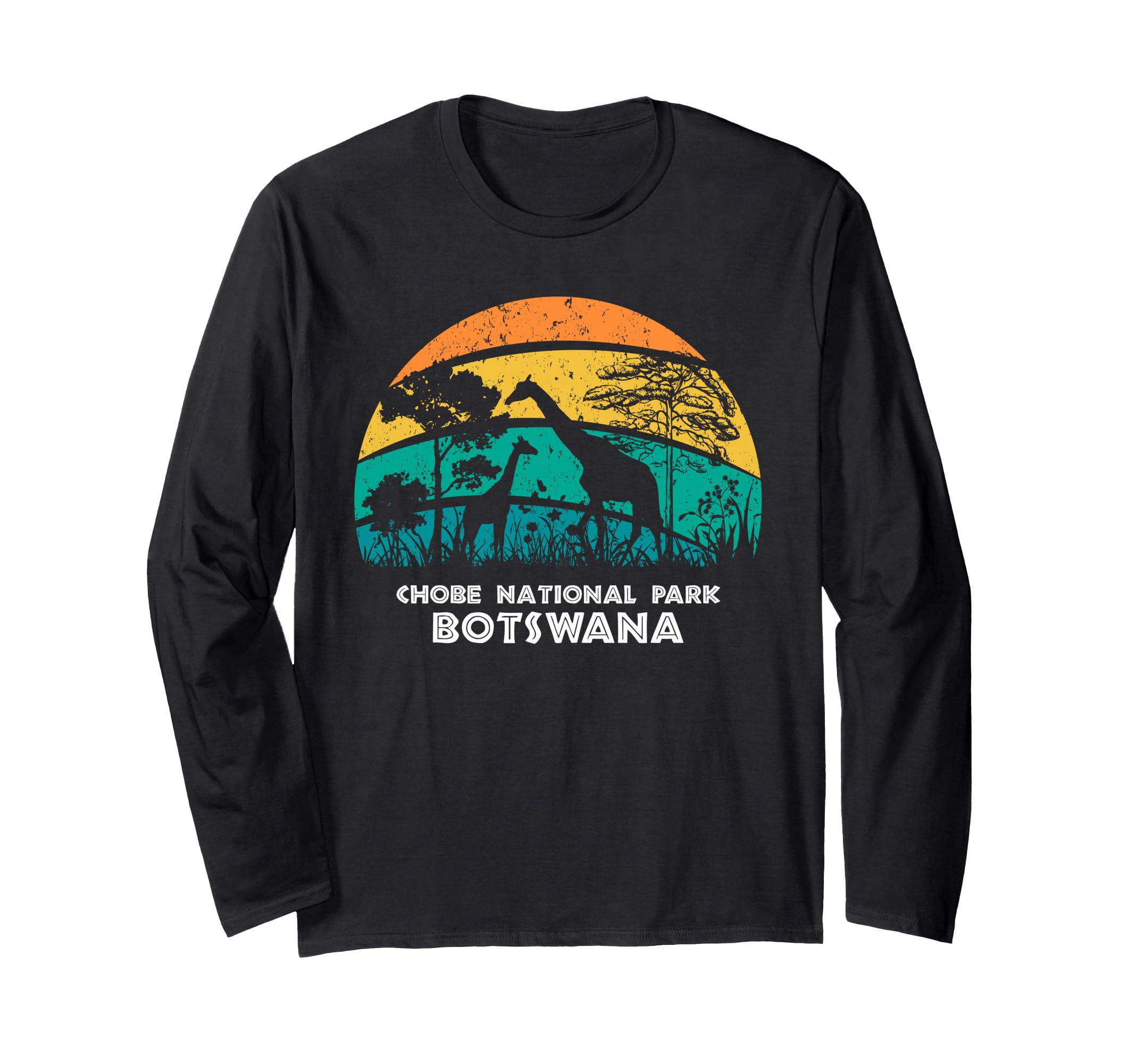 Vintage Retro Chobe National Park, Botswana Africa Safari Gi Long Sleeve T-Shirt