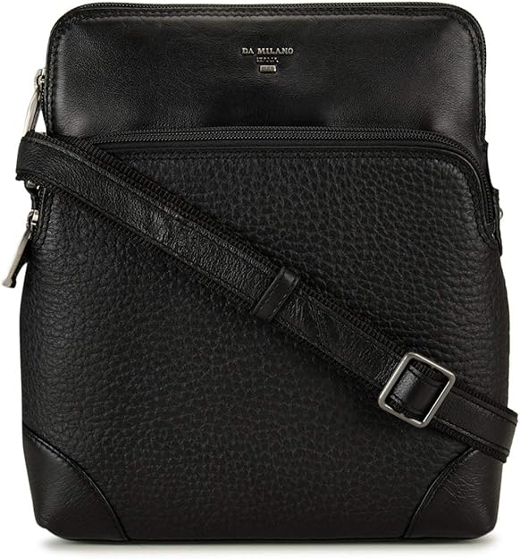 Buy Da Milano Genuine Leather Black Zipped Sling Bag for Men at Amazon.in