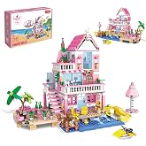 CSNRHG Pink Seaside Beach Villa Friends Building Set | Friends Construction Educational Toy 822 Pieces Gifts for Girls Teens Kids Adults Ages 6+