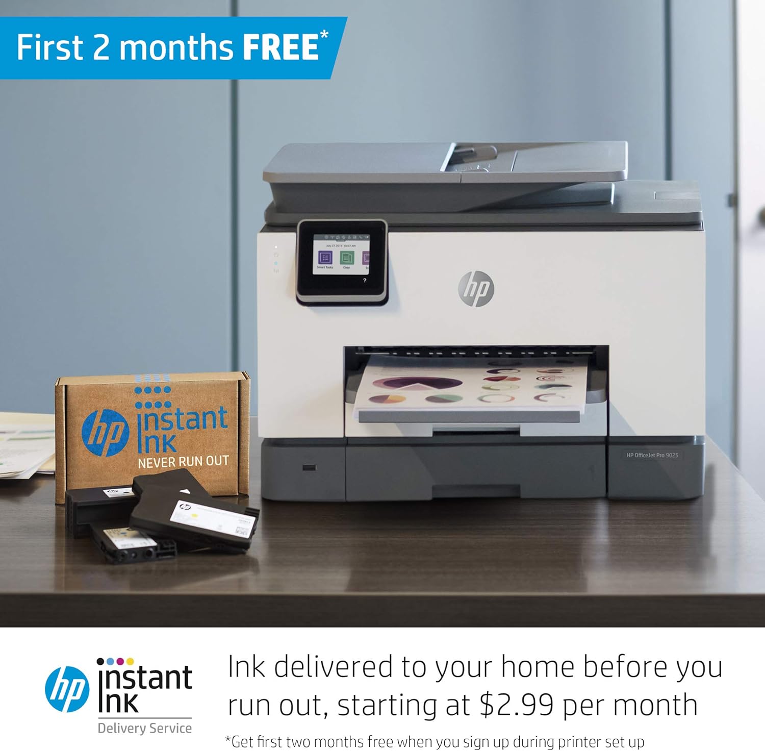 HP OfficeJet Pro 9025 All-in-One Wireless Printer, Single-pass (Automatic) Document Feeder & Two Paper Trays, Smart Home Office Productivity, Instant Ink, Works with Alexa (1MR66A): Electronics