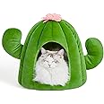 VETRESKA Cat Beds for Indoor Cats - Cactus Cat Cave Bed Cat House Cat Tent with Removable Washable Cushioned Pillow, Soft Kitten Beds, Pet Bed for Large Cat or Small Dog