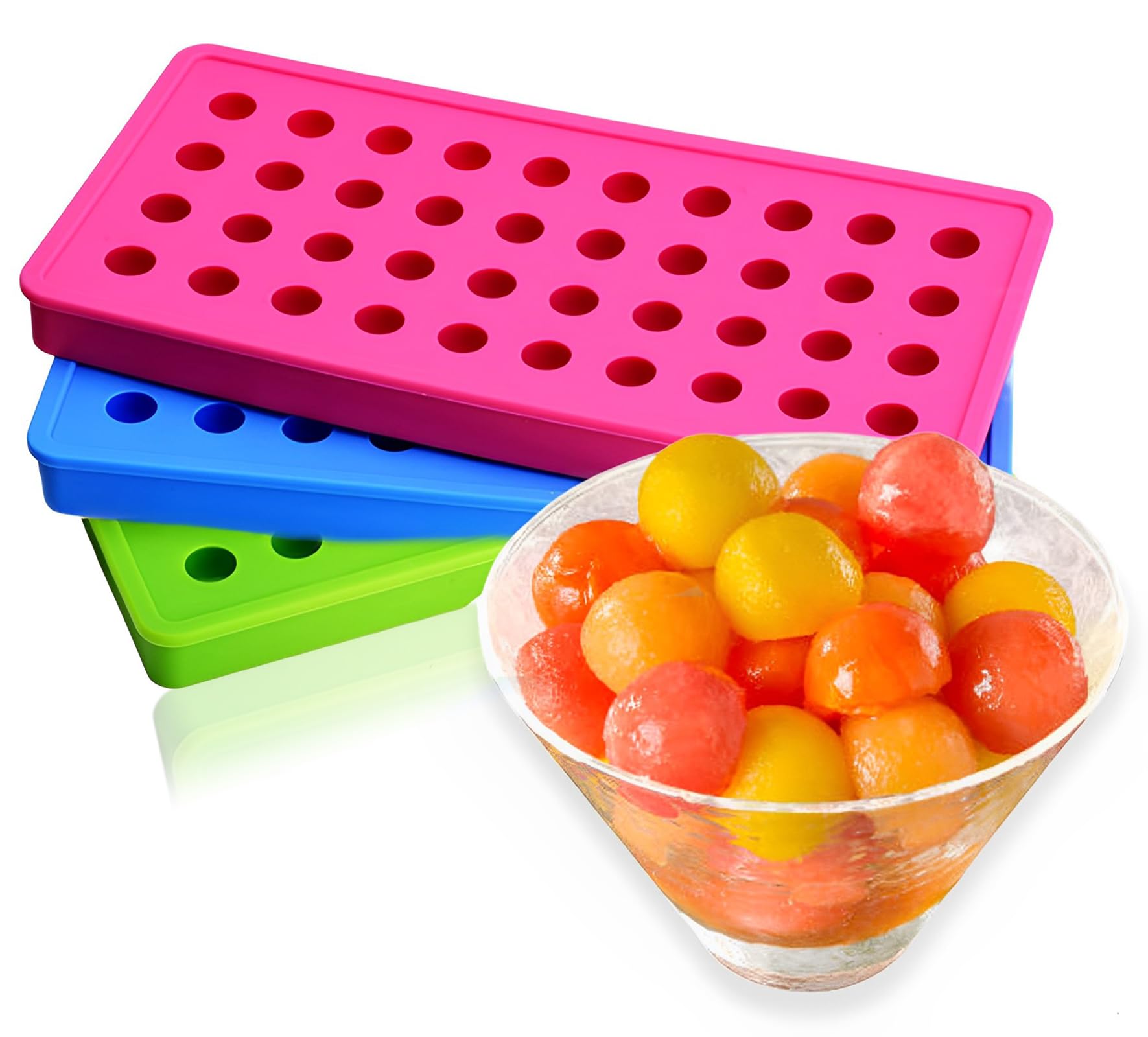 Yesland 3 Pack 40 Tray Mini Ice Ball Molds Mini Silicone Mold Chocolate Drops Mold for Candy Pudding Jelly Milk Juice Cocktails & Whiskey Particles, Round