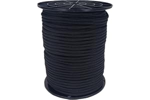 QUALITY NYLON ROPE 1/4 inch Black Polyester Bungee/Shock Cord - 250 Foot Spool | Marine Grade - High UV and Abrasion Resistance