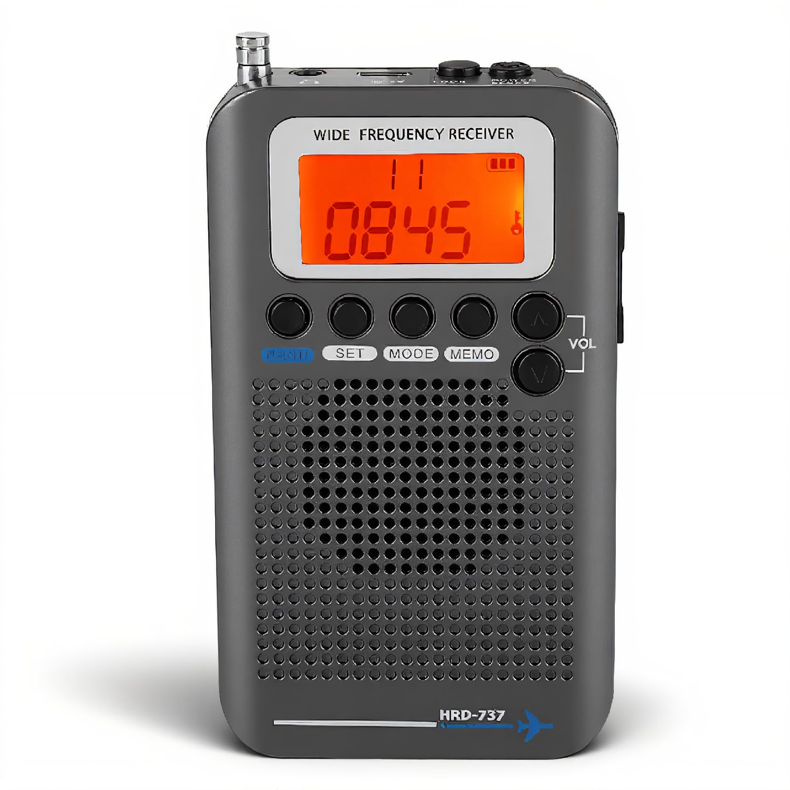 ASHATA VHF Airband Radio,Aircraft Band Radio Receiver VHF Portable Full Band Radio Recorder with One inch LCD Display/Steel Tie-Rod Antenna/Large Capacity Lithium Battery(Black)