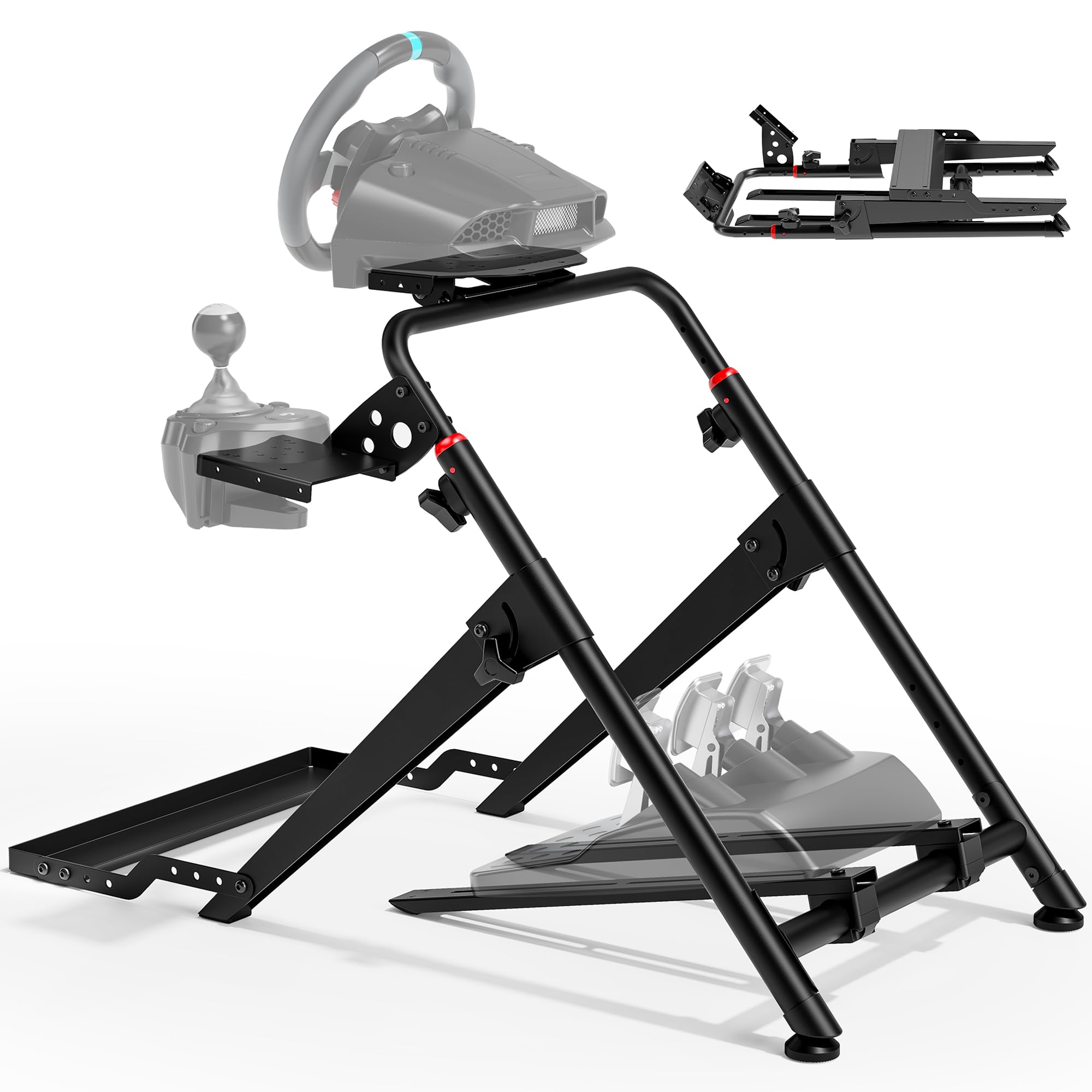 ARES WING Foldable Sim Racing Wheel Stand with Chair Fixing Slot, Formula and GT Racing Simulator Cockpit Compatible with Fanatec, Thrustmaster, Logitech, Moza, Racing Games on PS5, PS4, Xbox and PC