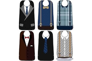 SATINIOR 6 Pack Adult Bibs for Men Elderly Eating Bibs with Crumb Catcher Waterproof Washable Clothing Protectors Father Gift