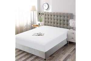 Minor Monkey 1000 Thread Count Fitted Sheet 1 Piece White Twin Egyptian Cotton Fitted Sheets Only 16" Deep Pocket Breathable Sateen Weave All Around Elastic Easy Snug Fit Bottom Sheets Only