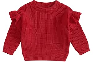 Mubineo Baby Girl Winter Clothes Basic Plain Cute Ruffle Sweater Toddler Kids Pullover Long Sleeve Newborn Sweaters