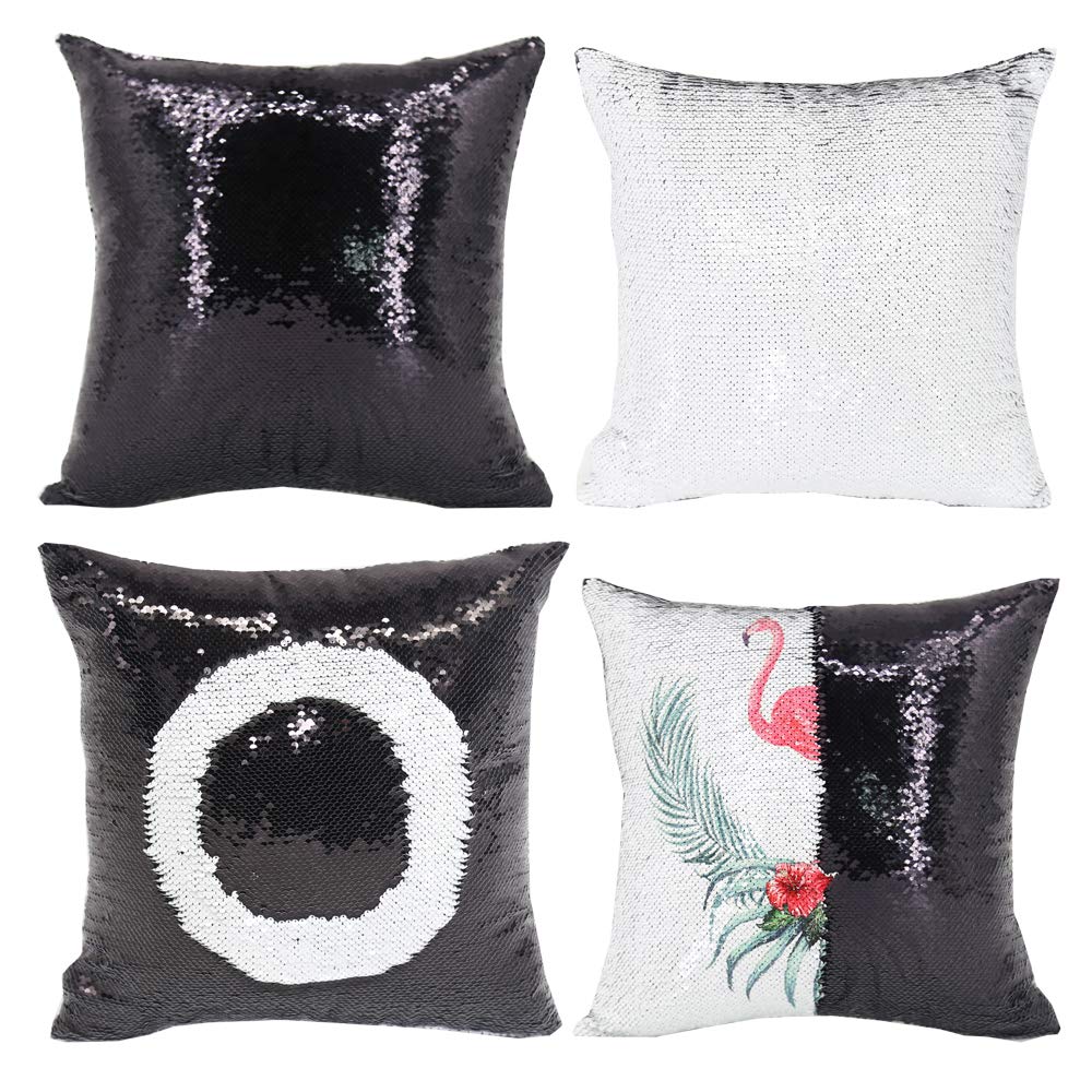 Buy HE 10pcs Sublimation Blank Throw Pillow Covers 40x40 cm Sequin Magic Swipe Pillow Cases