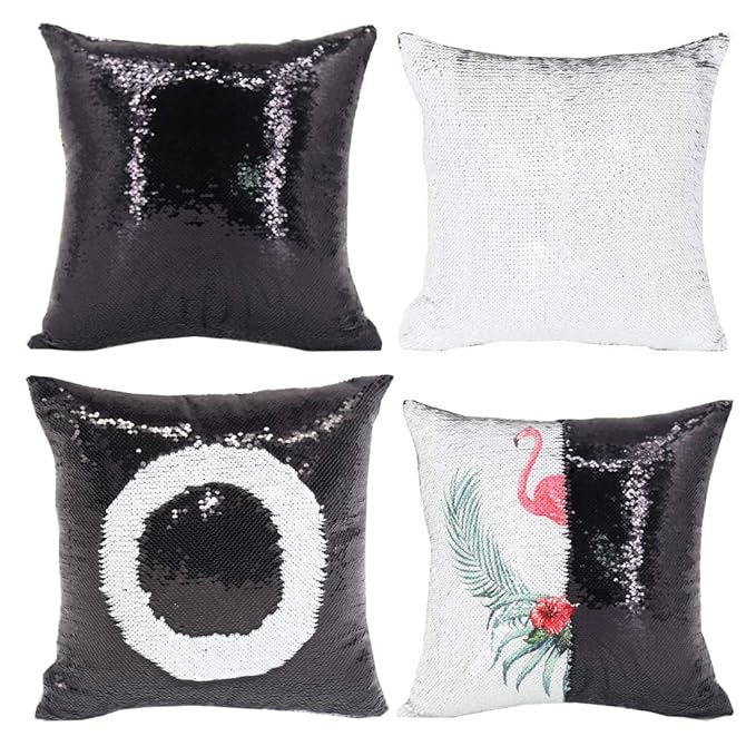 Buy HE 10pcs Sublimation Blank Throw Pillow Covers 40x40 cm Sequin