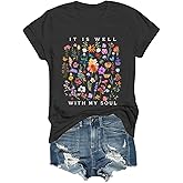 Christian Shirts for Women Floral Graphic Tees Faith Cross Shirt Faith Religious Inspirational Tshirt