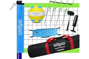 ZDGAO Outdoor Portable Volleyball Net System - Adjustable Height Poles with Soft Volleyball Ball, Pump, Hammer, Boundary Line, and Carry Bag for Backyard, Beach, Lawn