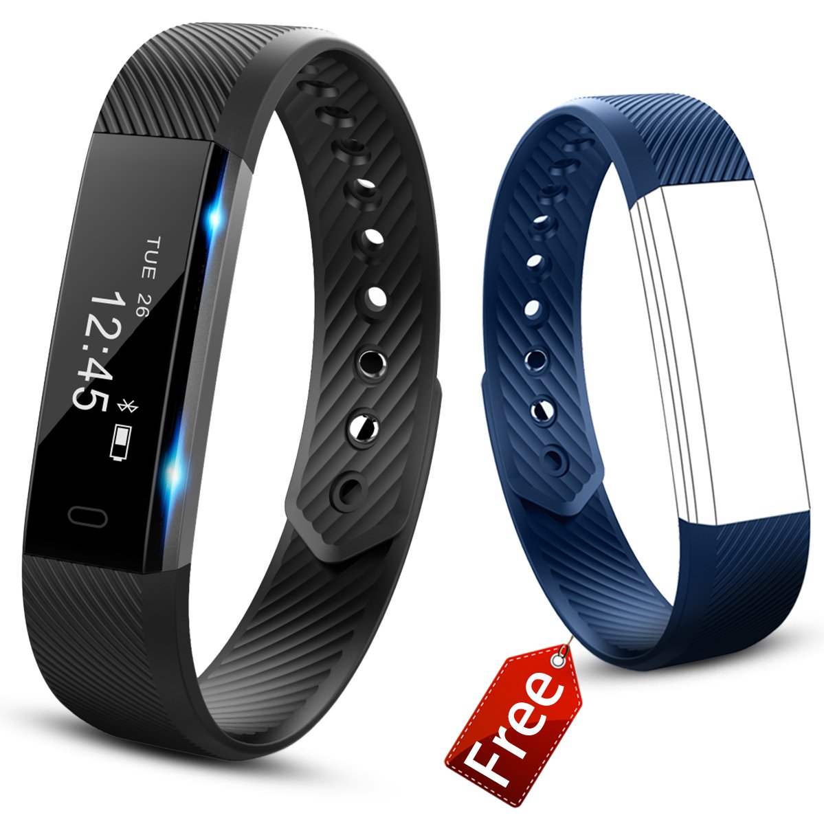 Fitness Activity Tracker, Molorical UP1 Fitness Armband Wristband , Schrittzähler, Schlafüberwachung, aktivitätstracker - smart bracelet -Kalorienzähler / Sleep Monitor Tracker / Call Benachrichtigung Smartwatch für Android Smartphone wie iPhone, Huawei, Samsung, HTC, Sony, usw, Schwarz + Blau