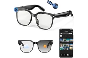 HAULVEAN AI Smart Glasses with Camera, 4K 800W HD Video Recording Glasses with Audio, Bluetooth Sunglassess with Camera, Real-Time Translation, Voice Assistant, Object Recognition, Hands-Free Music Calls