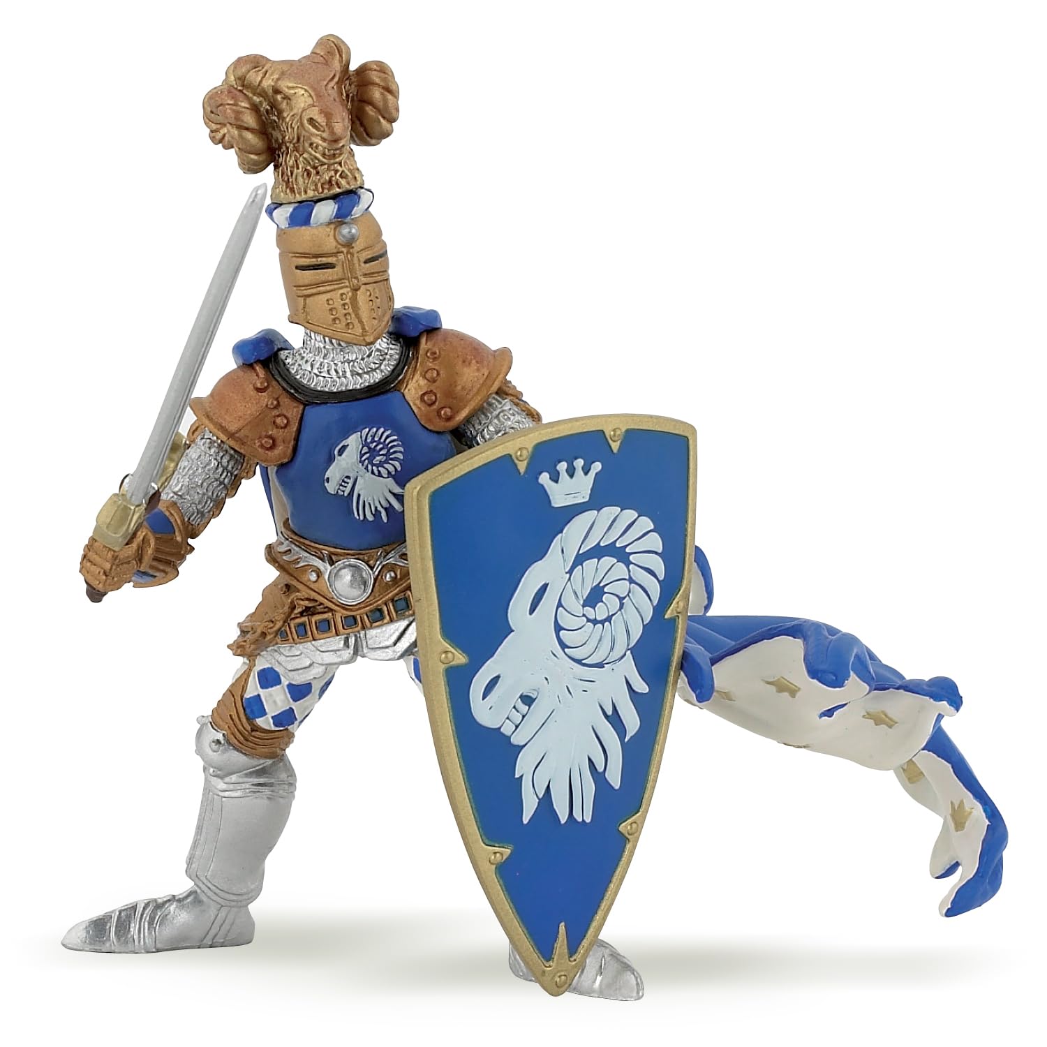 Papo 39913 Blue weapon master ram MEDIEVAL-FANTASY Figurine, Multicolour