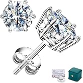 leejory Moissanite Stud Earrings for Women, 0.6-4ct VVS1 Clarity, 18K White Gold Vermeil on 925 Sterling Silver, D Color Jewelry Gift Valentine's Day