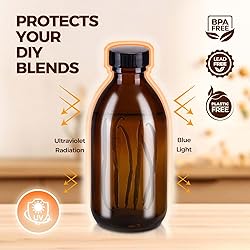 12 Pack, 8 OZ Amber Glass Bottles with Caps