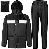 Rain Gear for Men Women Waterproof Lightweight Rain Suits Hideaway Hood Rain Jacket and Rain Pants for Outdoor