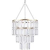 FlavorThings Gold Frame Modern Chandelier Faux Crystal Fixture Pendant Ceiling Lamp Shade,W10.25 X H11.5 (Gold, Without Light