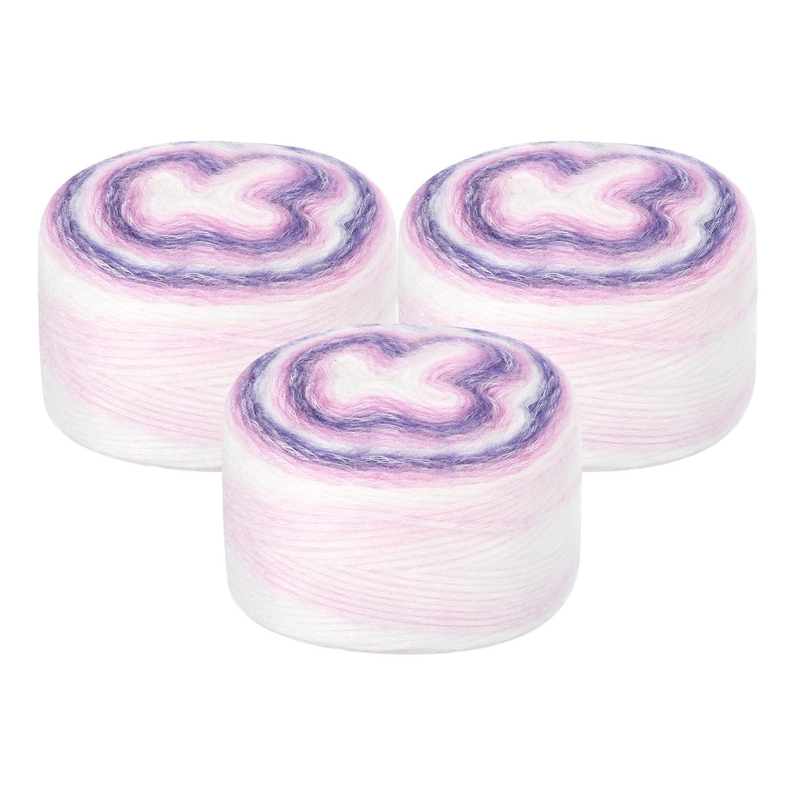 uxcell 3Pcs 100g Gradient Cake Cotton Yarns, Soft Rainbow Yarn Ball for Knitting and Crocheting Craft Project, Mixed Purple (300g x 3, 245M L Each)