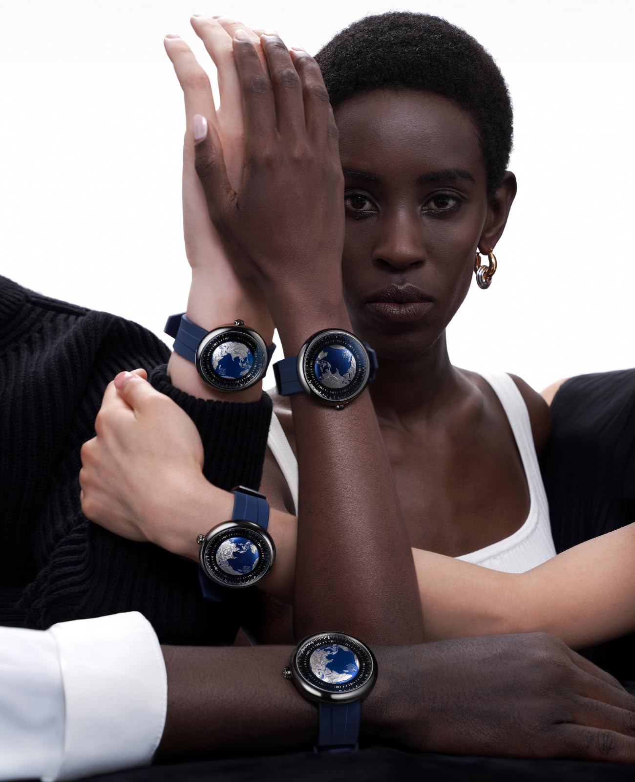 CIGA Design Mechanical Automatic Watch Blue Planet U Series Titanium Case Sapphire Crystal Fluororubber Strap Watches for Men and Women