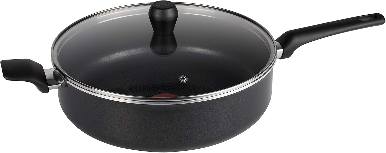 Tefal B30937 Invissia Schmorpfanne 28 cm, inklusive Glasdeckel, Antihaft-Versiegelung, schwarz