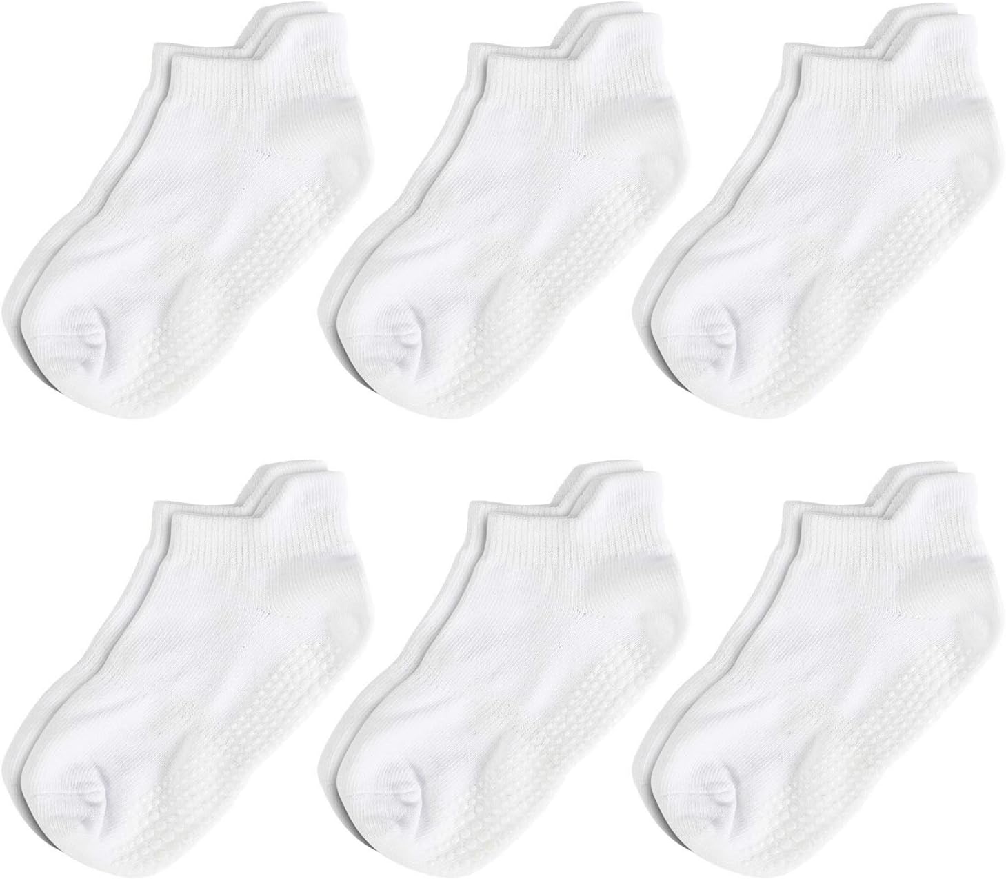 Aminson Grip Ankle Low Cut Athletic Socks - Kids Boys Girls Anti Non Skid Slip Slipper Crew Socks 6-12 Pack
