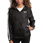 Reebok Womens Windbreaker Jacket - Lightweight Water and Wind Resistant Outdoor Hooded Rain Coat for Running (Sizes: S-XL)