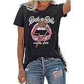Women Vintage Graphic Rock Concert Shirts Short Sleeve Rock Band Country Music T Shirts Tops