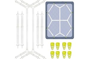 TUYEABC Bed Sheet Straps PLUS, Buckle separation design, Increase Bed Sheet Clips, Wider & Thicker Elastic Bands Suspenders Keeping Fitted Bedsheet in Place for Twin Queen King Mattress, Bed Sheet Fasteners