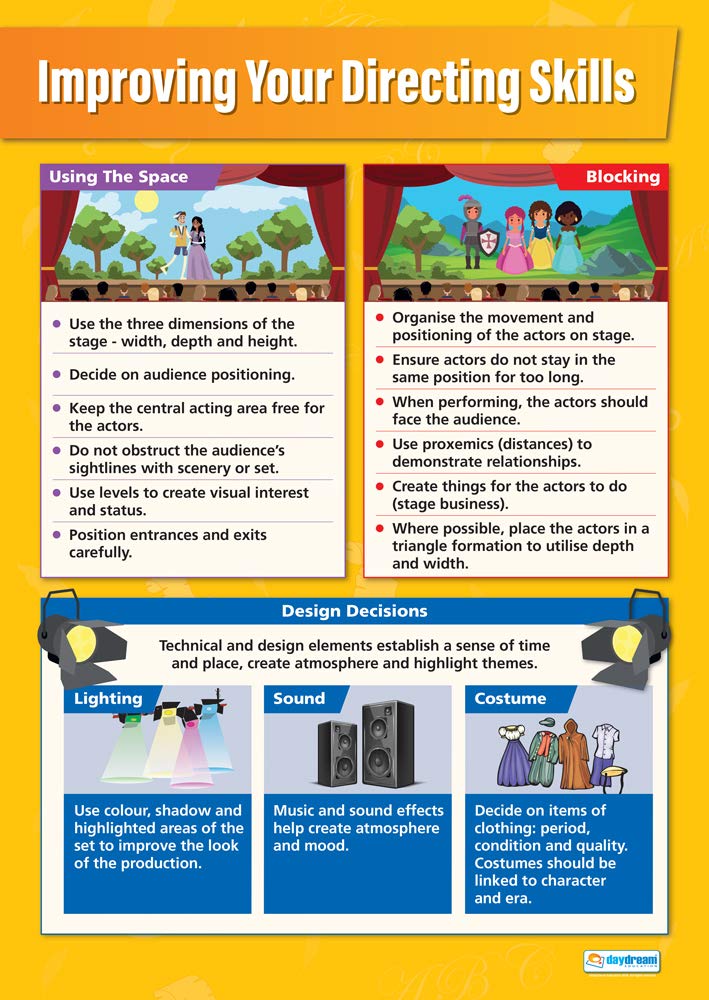 Daydream Education Improving your Stage Directing Skills | Drama Posters | Gloss Paper measuring 850mm x 594mm (A1) | Theatre Posters for the Classroom | Education Charts
