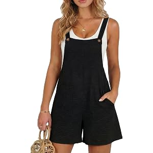 Dokotoo Women's Casual Rompers Loose Overalls One Piece Sleeveless Wide Leg Short Pant Jumpsuits With Pockets