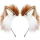 BNLIDES Handmade Fur Fox Wolf Cat Ears Headwear Adult Cosplay Costume Accessories for Halloween