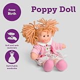 Bigjigs Toys Poppy Doll 28cm Soft Rag Doll White Floral Dress Pink Cardigan view 2